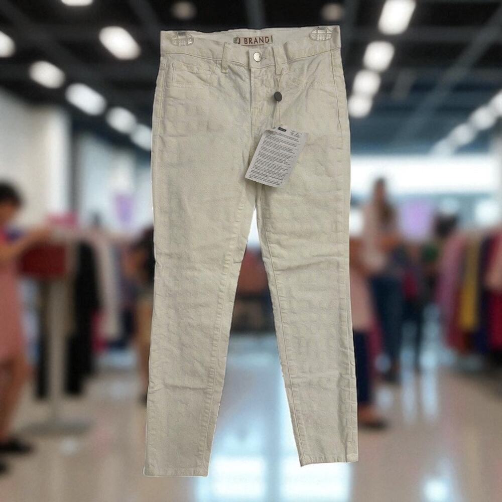 J Brand Mid-Rise Skinny Jeans – Hand-Printed Cream White – Size 25 NEW